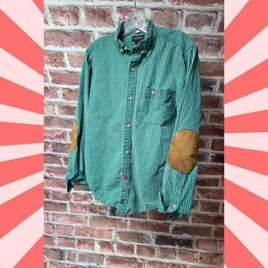 CPO Provisions Men’s Small Green‎ Blue Gingham Button-Down Shirt